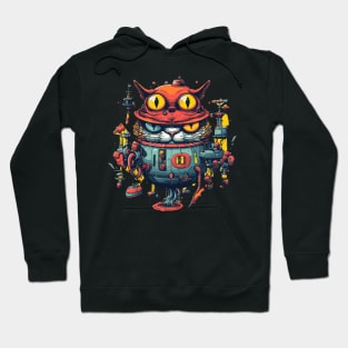 Retrofuturistic Robot Cat Vintage Alien Robot Hoodie